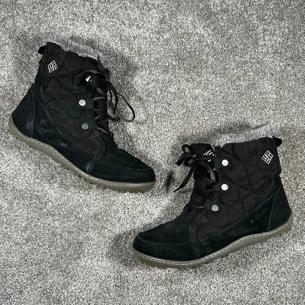 Columbia Minx Mid II Waterproof Omni-Heat Winter Boots Black Womens 7.5
